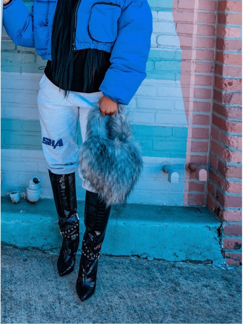 Mini Hearted Faux Fur Bag